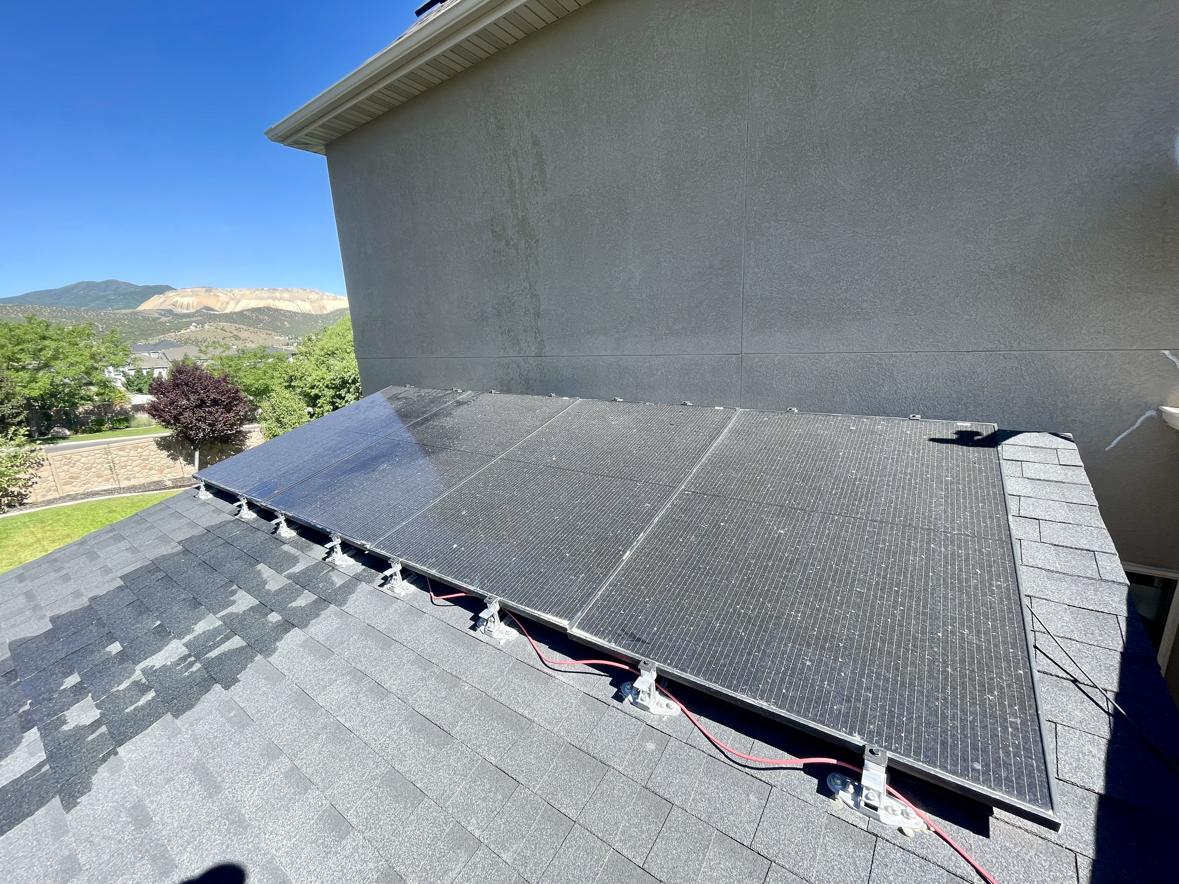 Rooftop solar panels coated in dust and grime